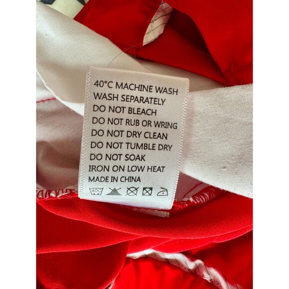 Red Wide-Leg Pleated Pants Medium Tonjori 100% Polyester - Picture 4 of 5